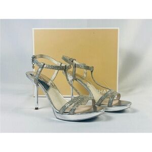 Michael Kors Yvonne platform glitter silver